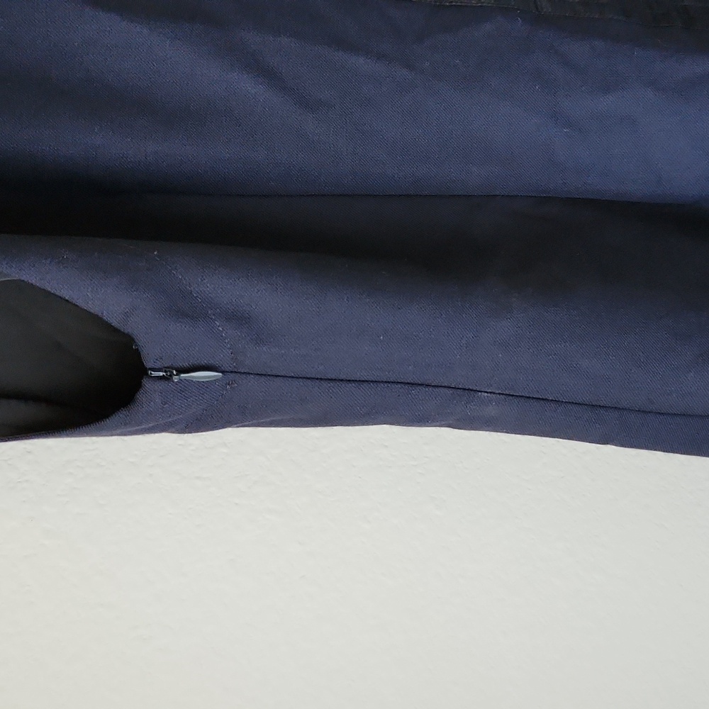 LA LIGNE Wool Cowl Neck Draped Tailored Shift Dress In Navy NWT Sz S made in USA - Picture 9 of 13